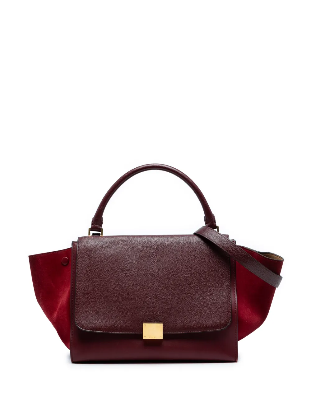 Pre-owned Celine 2015 Medium Leather Trapeze Satchel In Red