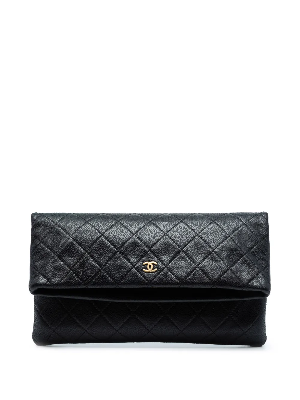 CHANEL Pre-Owned 2015-2016 Quilted Caviar CC Beauty Foldover clutch bag - Nero