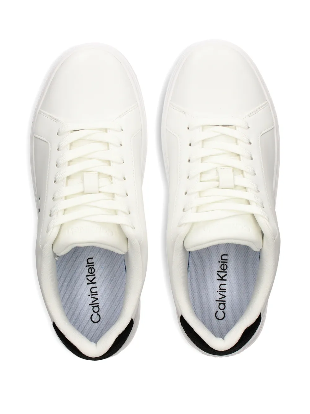 Calvin Klein Logo Leather Sneakers In White