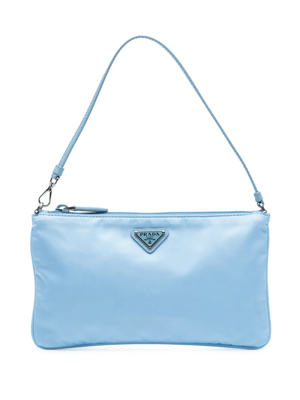 Pre-owned Prada 2013-2025 Re Nylon Pochette Shoulder Bag In Blue