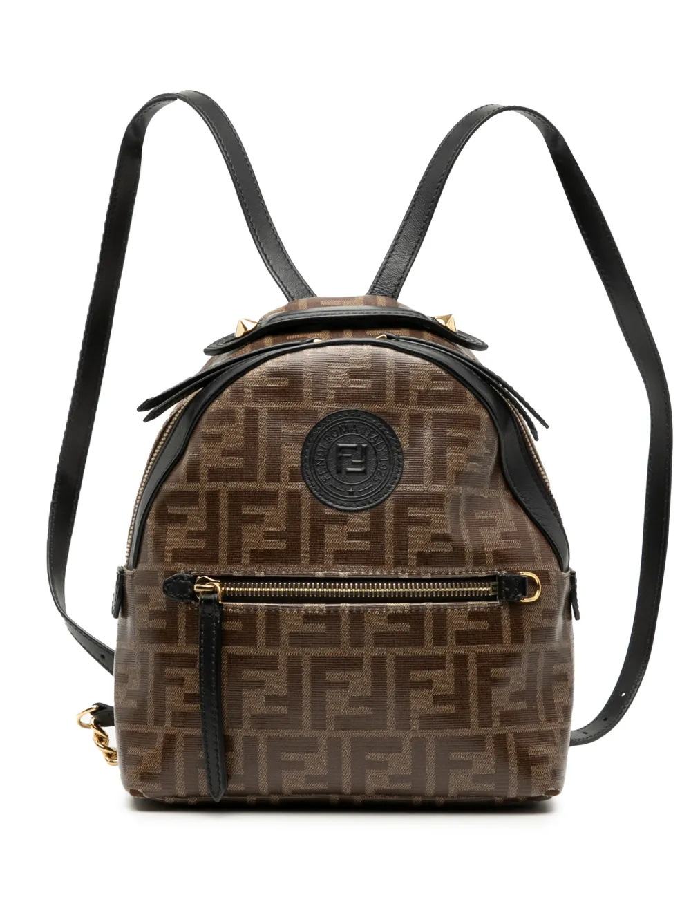 Pre-owned Fendi 2010-2025 Zucca Coated Canvas Ff 1974 Backpack In Brown