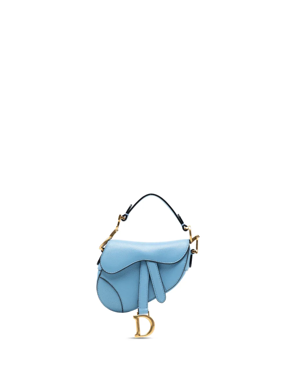 Pre-owned Dior 2021 Micro Goatskin Saddle Bag Satchel In Blue