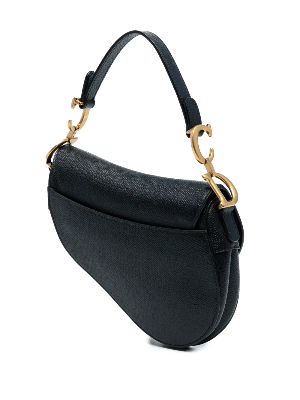 Pre-owned Dior 2020 Mini Grained Calfskin Saddle Bag Satchel In Black