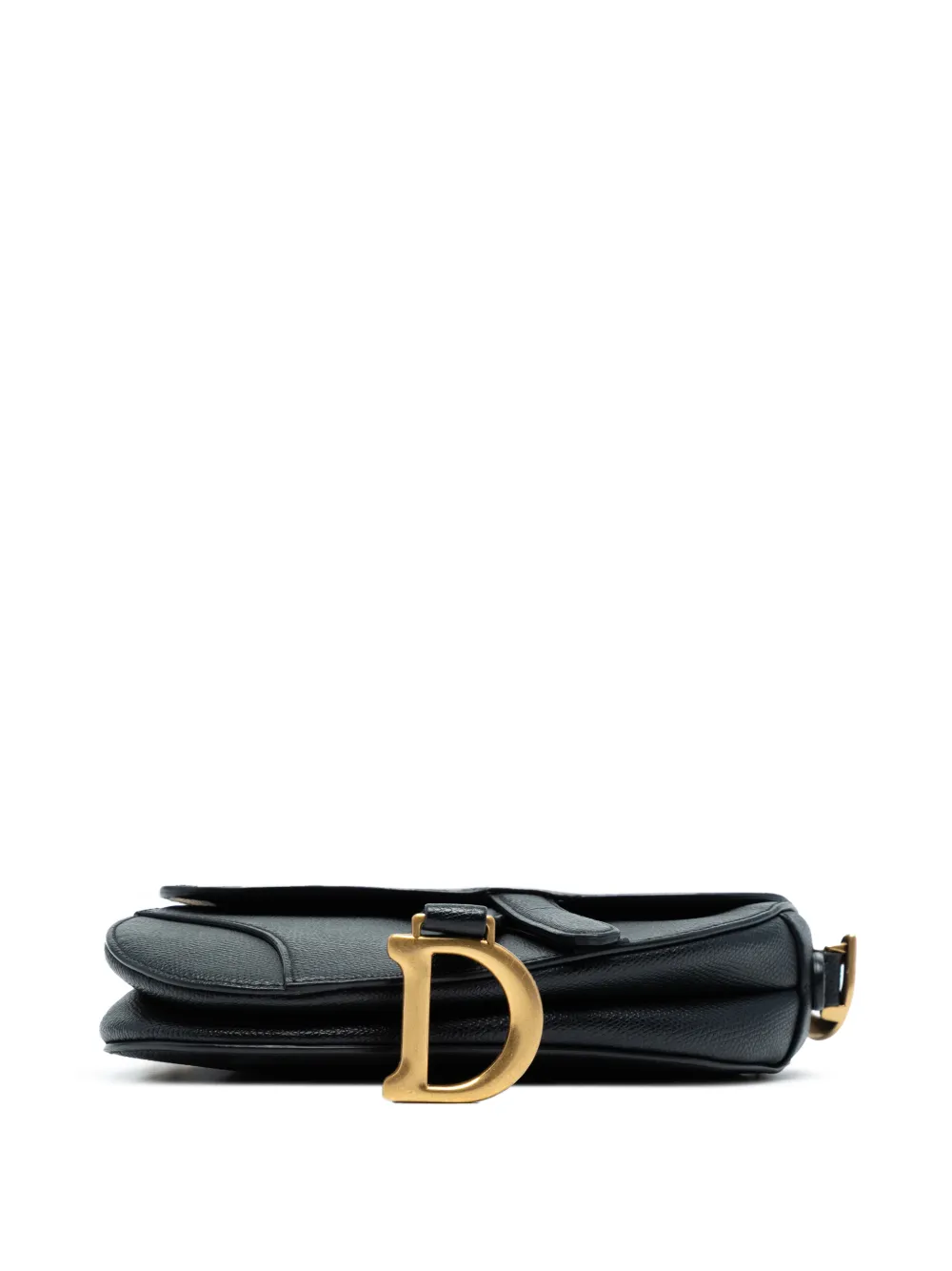 Pre-owned Dior 2020 Mini Grained Calfskin Saddle Bag Satchel In Black