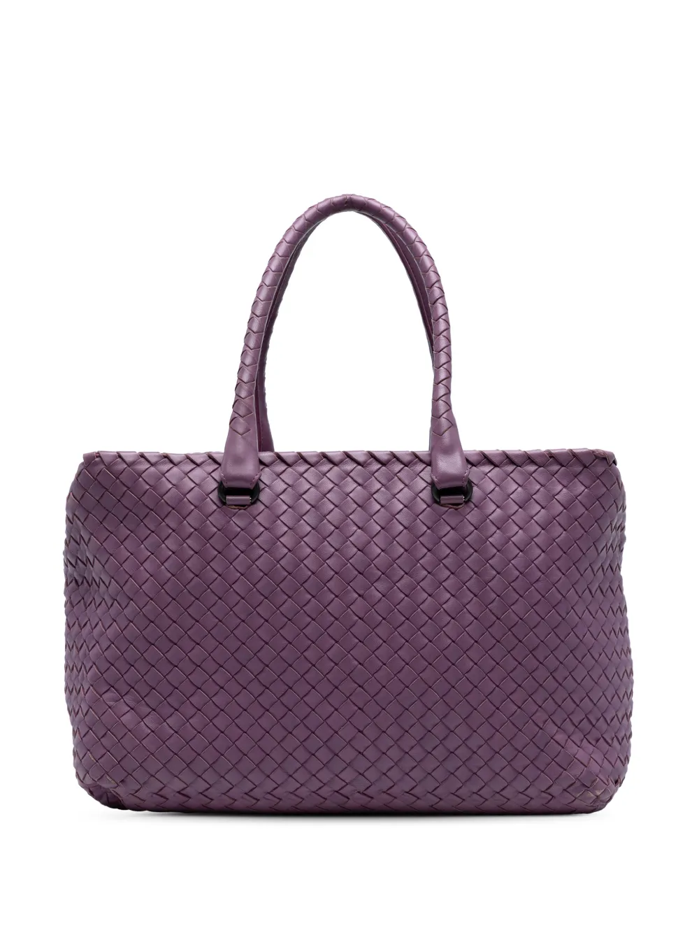 Pre-owned Bottega Veneta 2012-2025 Nappa Intrecciato Brick Tote Bag In Purple