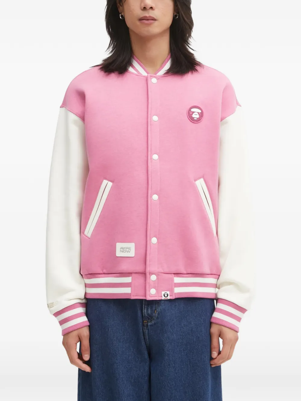 AAPE BY *A BATHING APE® button-fastening striped-trim bomber ajcket - Rosa