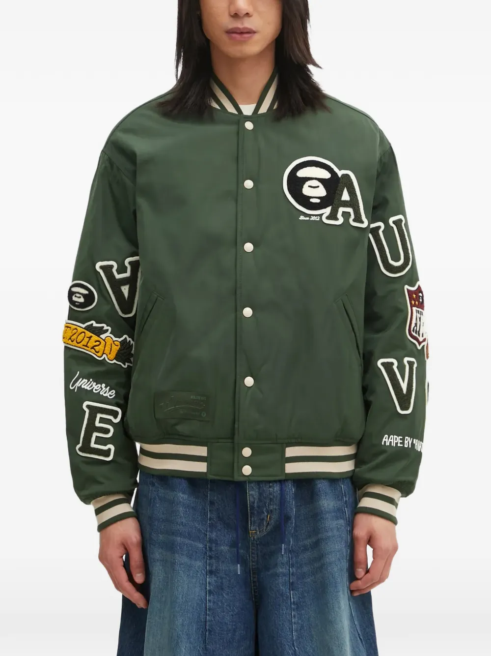 AAPE BY *A BATHING APE® patch-embroidered bomber jacket - Verde