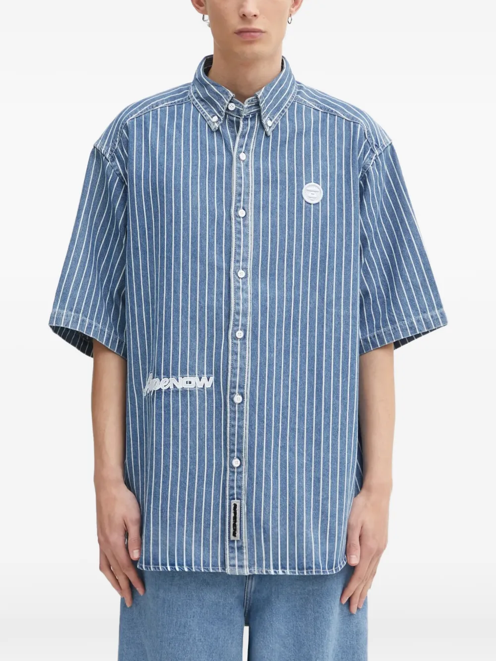 AAPE BY *A BATHING APE® Now striped logo shirt - Blu
