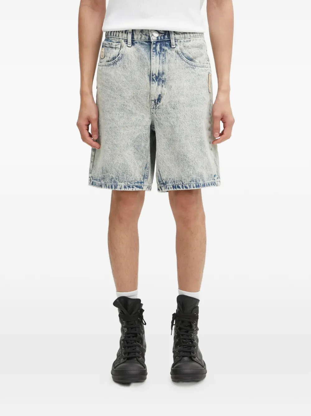 AAPE BY *A BATHING APE® logo.-patch denim shorts - Blu