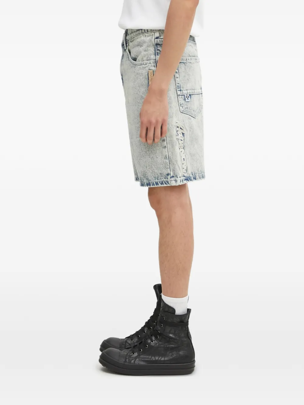  Aape By *a Bathing Ape® Logo.-patch Denim Shorts - Blue 