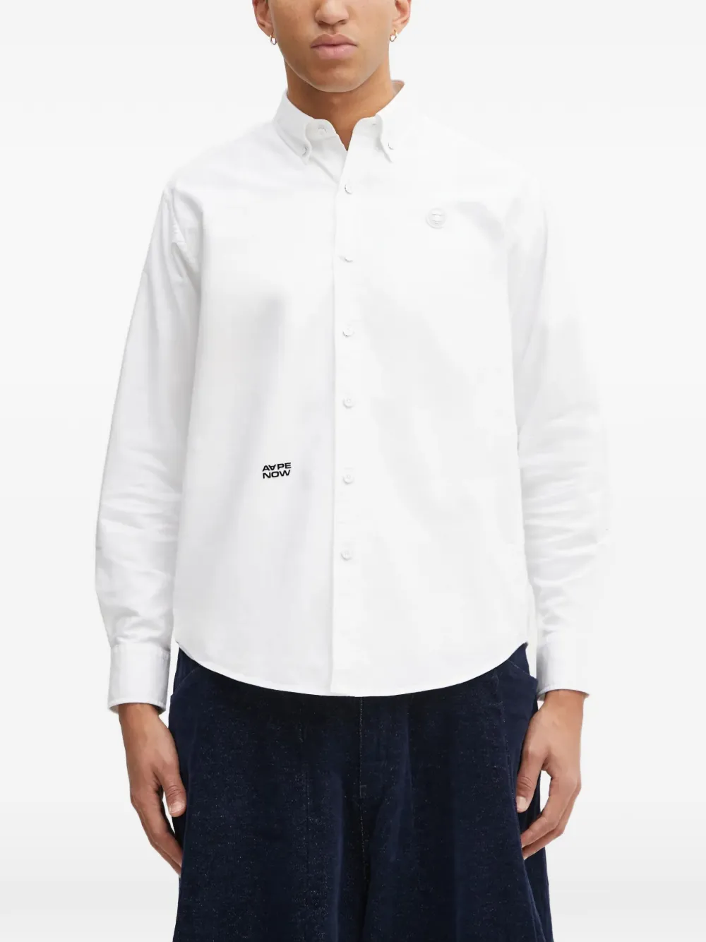 AAPE BY *A BATHING APE® buttoned logo-patch shirt - Bianco
