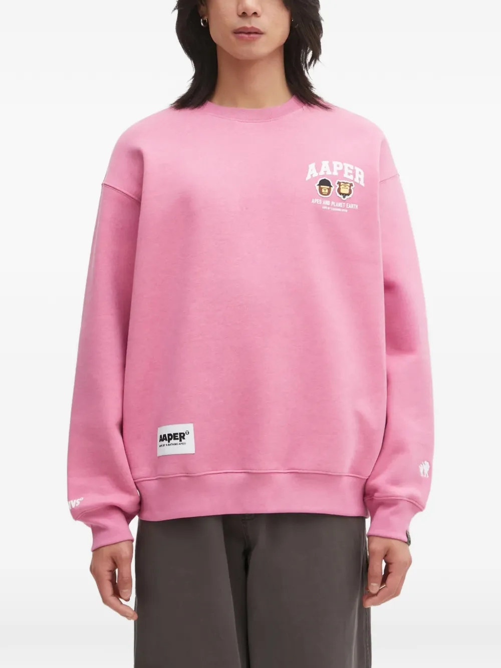 AAPE BY *A BATHING APE® graphic-print crew-neck sweatshirt - Rosa