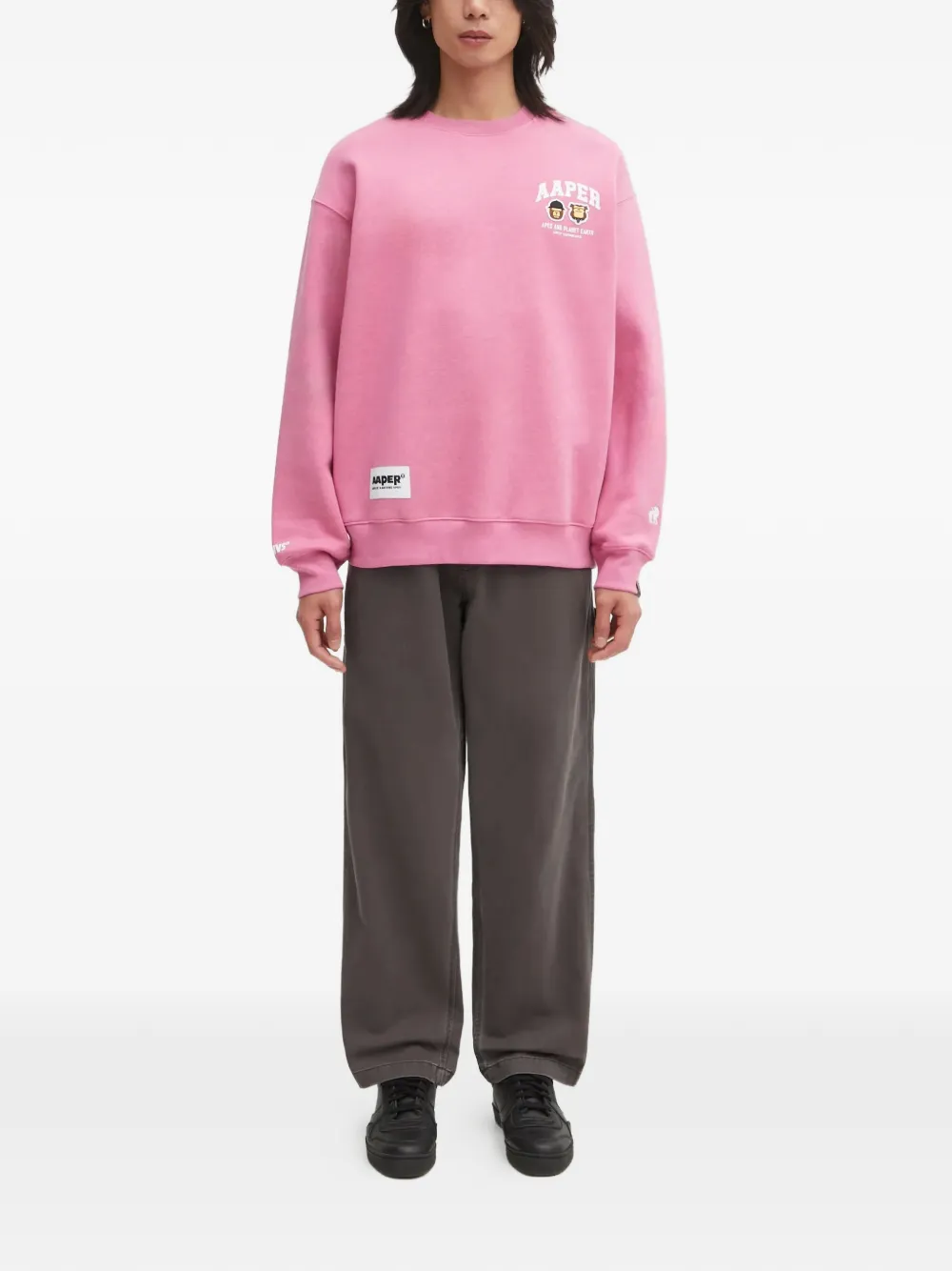 AAPE BY *A BATHING APE graphic-print crew-neck sweatshirt - Roze