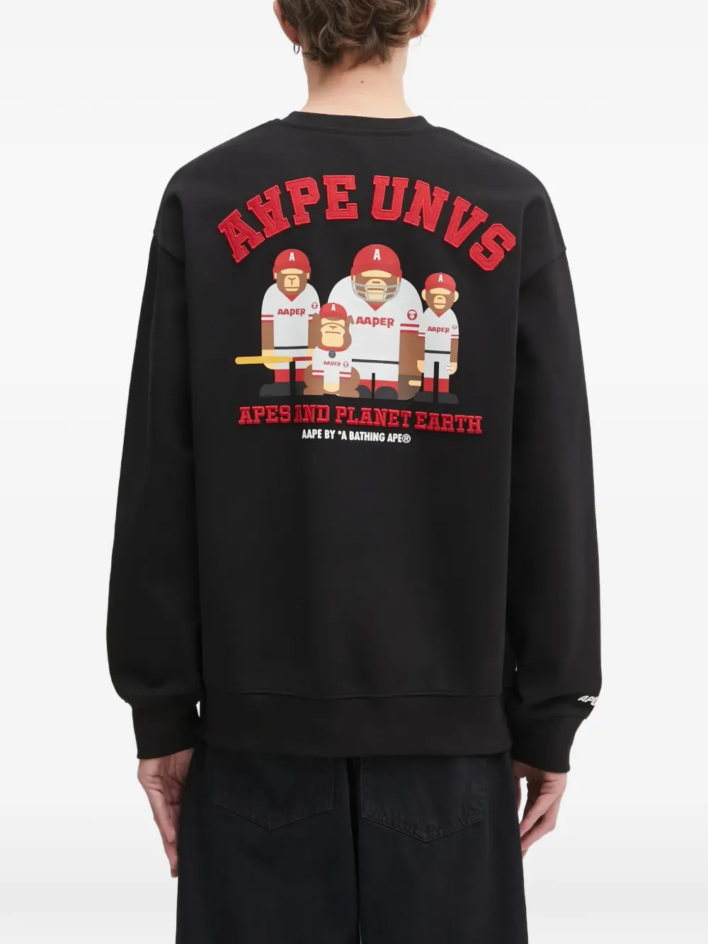 AAPE BY *A BATHING APE Sweater met print Zwart
