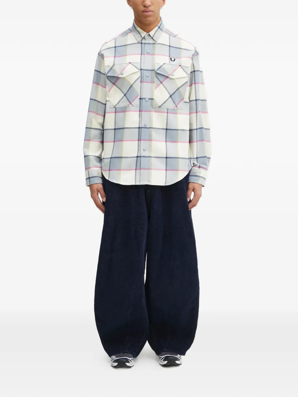 AAPE BY *A BATHING APE check-pattern chest-pocket shirt - Wit