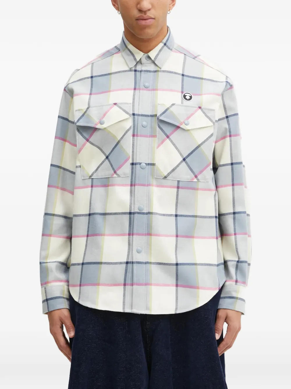 AAPE BY *A BATHING APE® check-pattern chest-pocket shirt - Bianco
