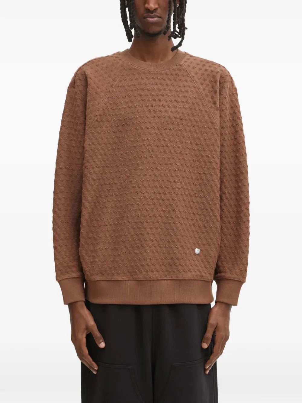 Ader Error Meadow Textured Raglan Sweatshirt In Brown