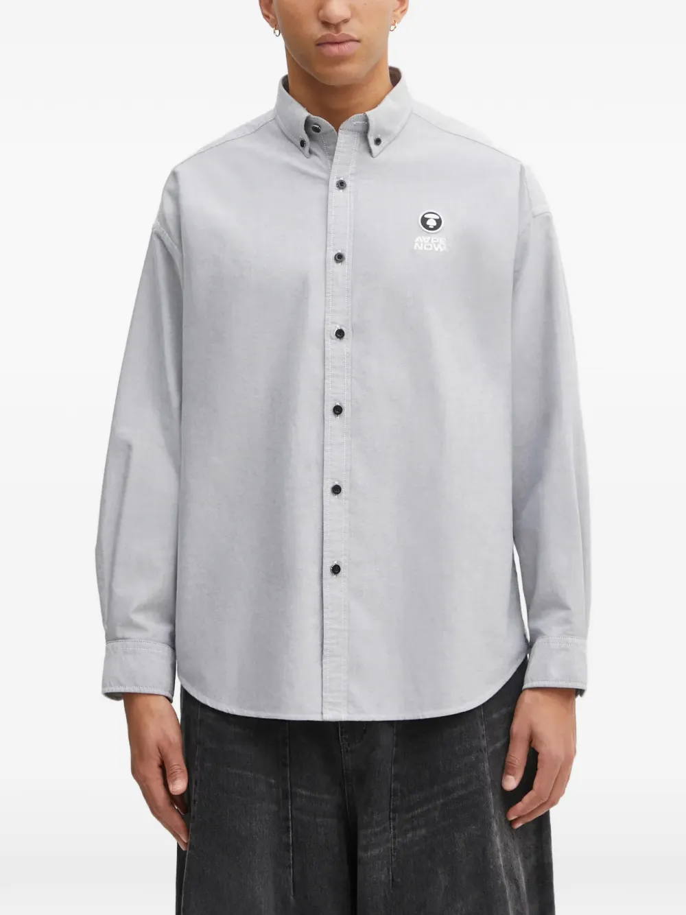 AAPE BY *A BATHING APE® button-fastening logo-detail shirt - Grigio