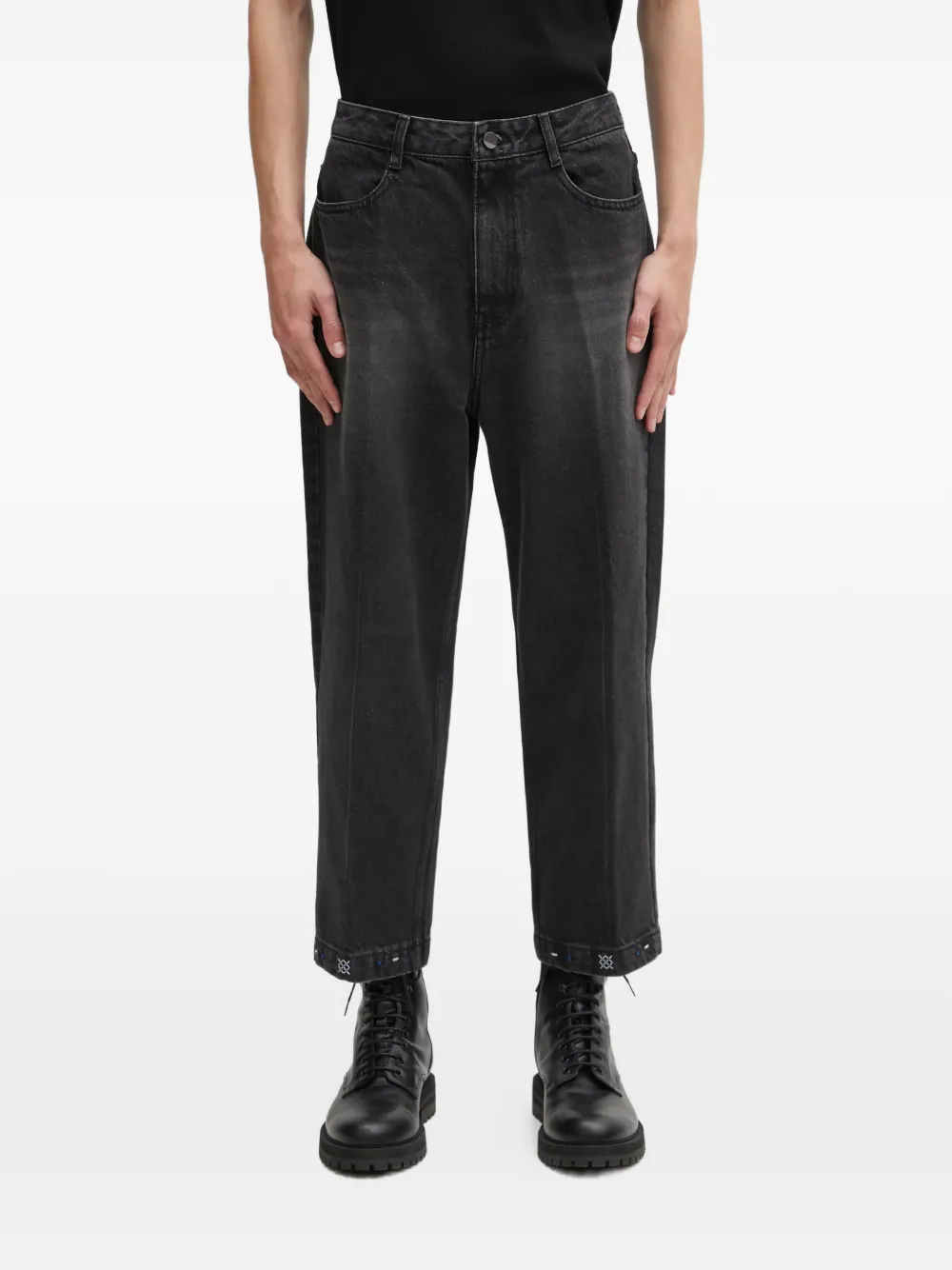 Ader Error embroidered-trim jeans | Grey | Image 1