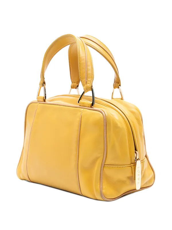 LOEWE　アナグラム　ハンドバッグ　レザー　ロゴ型押し　イエロー Loewe Pre-Owned 1990-2025 ミニ レザー アナグラム ハンドバッグ