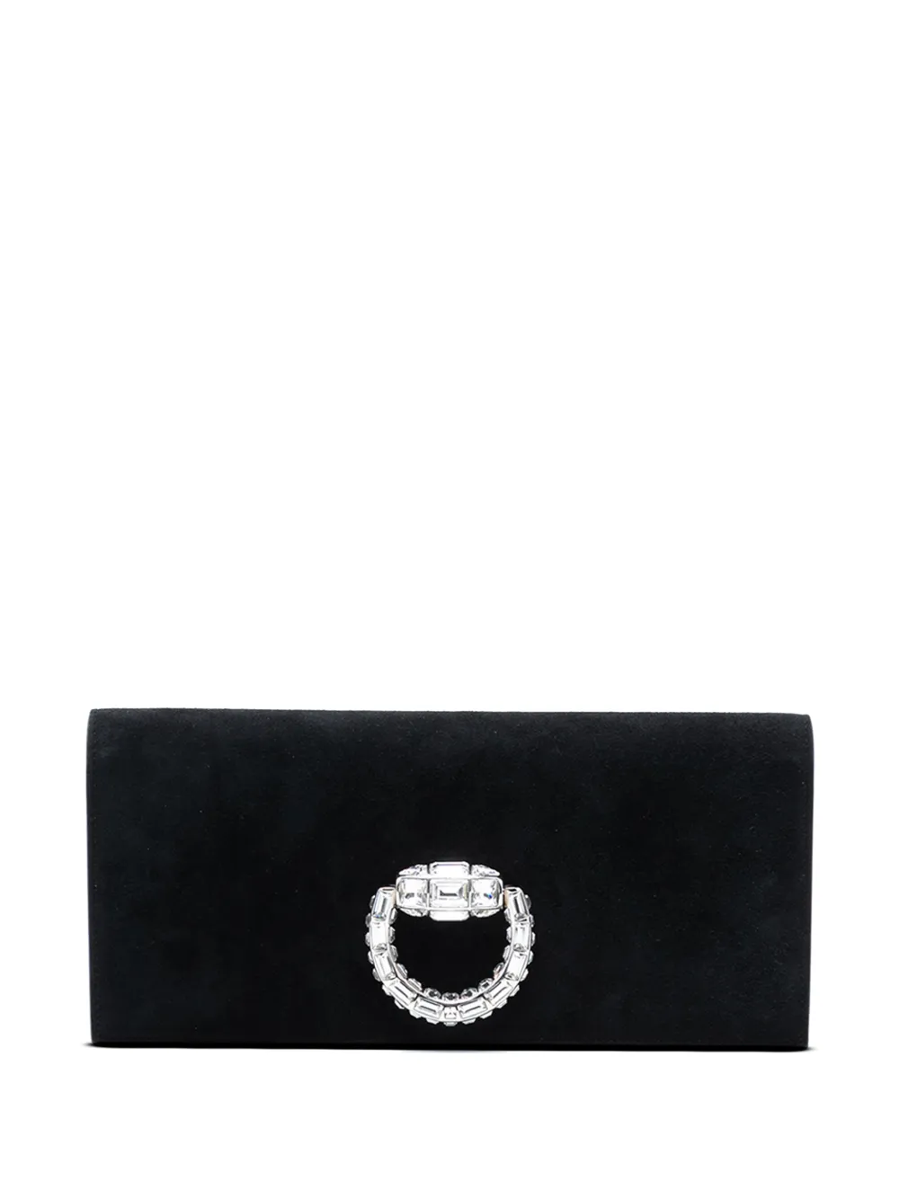 Pre-owned Gucci 2016-2025 Suede Broadway Crystal Clutch Bag In Black