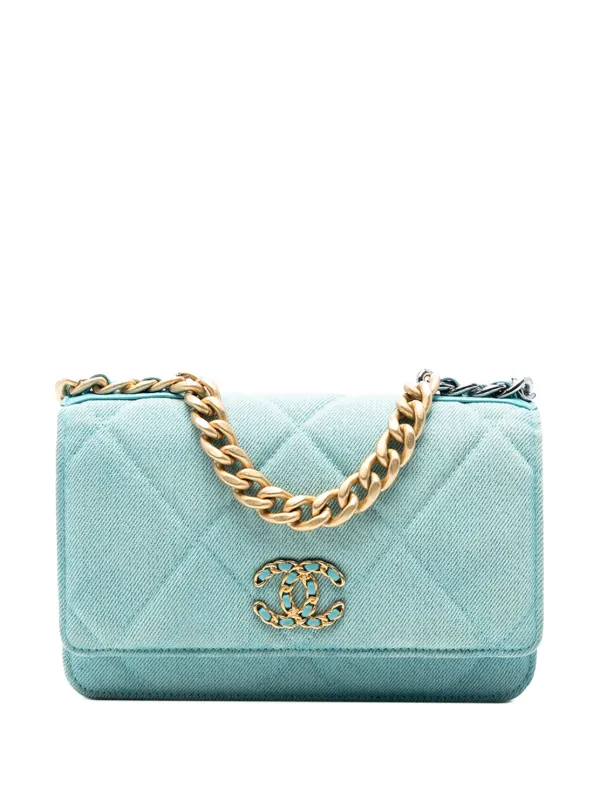 CHANEL Pre-Owned 2021 デニム 19 フラップ ウォレットオンチェーン
