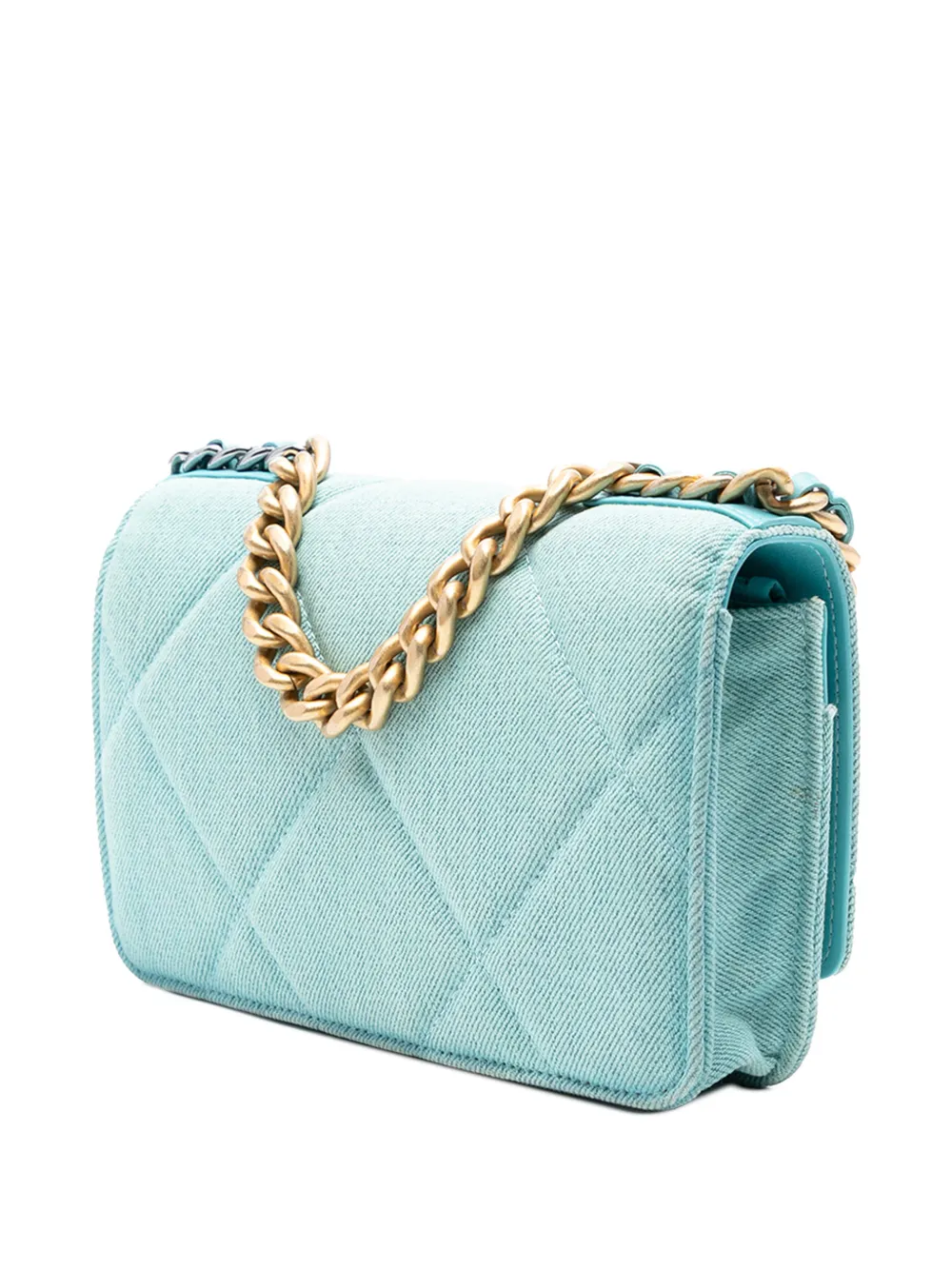 CHANEL Pre-owned 2021 Denim 19 Flap Wallet On Chain Satchel In Blue