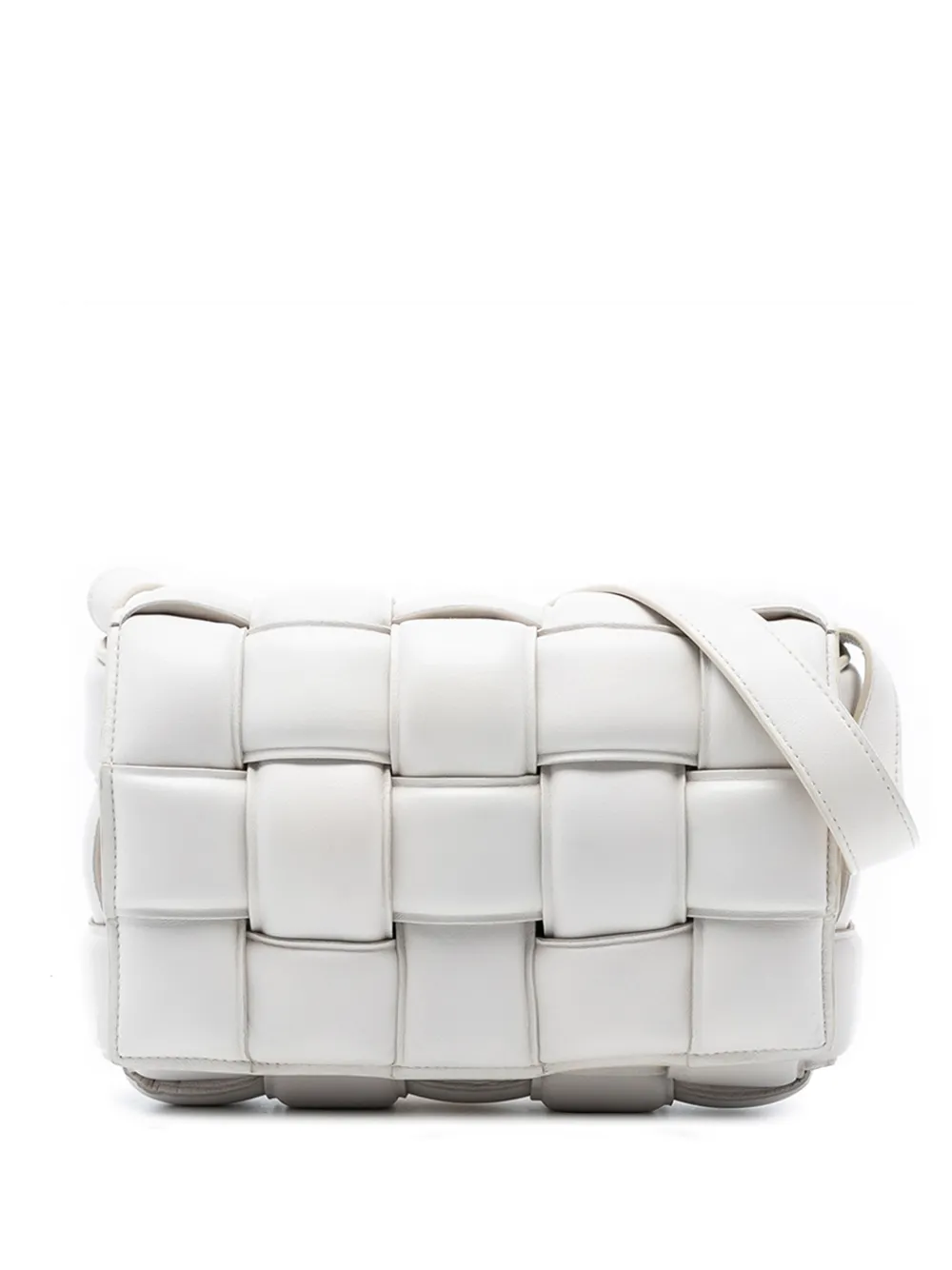 Pre-owned Bottega Veneta 2012-2025 Nappa Intrecciato Padded Cassette Crossbody Bag In White