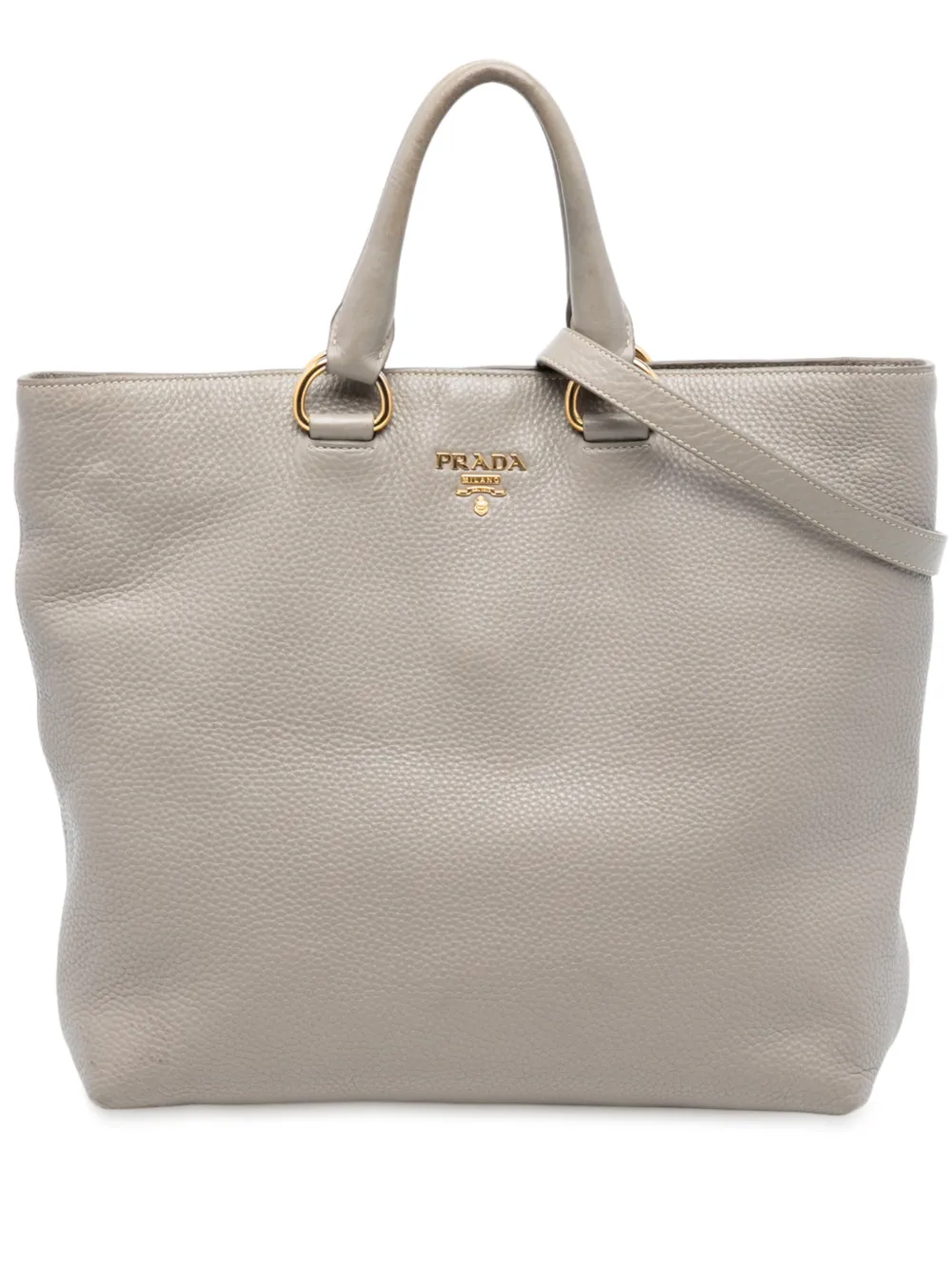 Prada Pre-Owned 2010-2025 Vitello Daino Open Convertible Tote satchel | Grey | Image 1