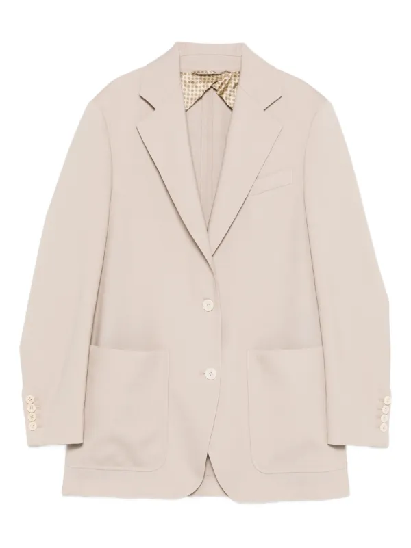 Max Mara Patch-pockets Buttoned Blazer in Neutrals