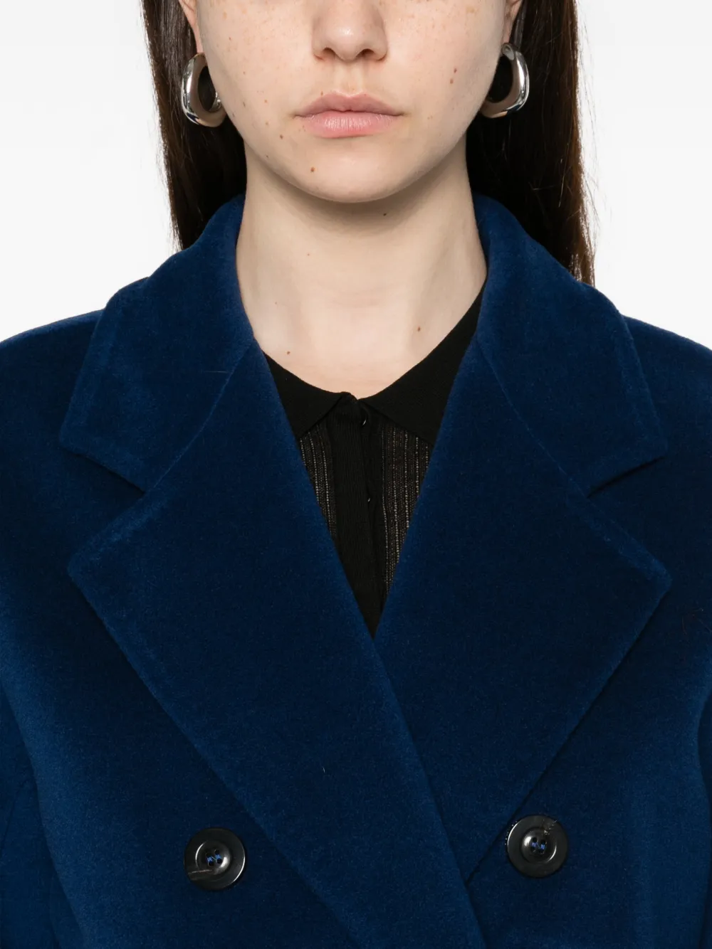 Max Mara Jas met dubbele rij knopen en ceintuur Blauw