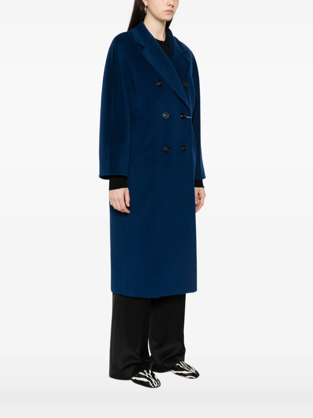  Max Mara Buttoned Belted Double-breasted Coat - Blue 
