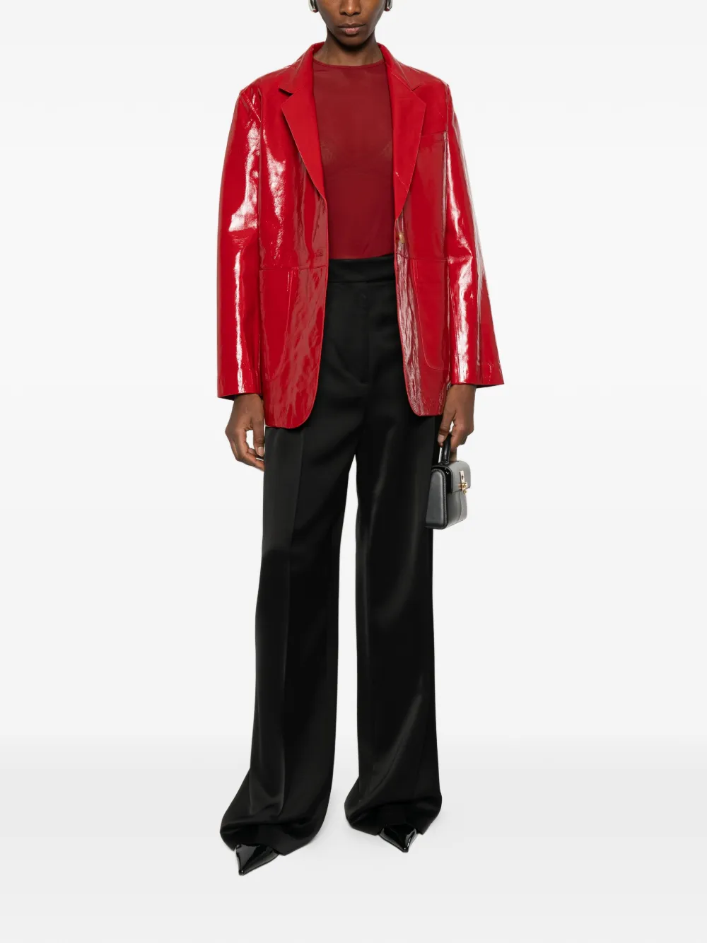 Alysi Jas met gekerfde revers en zijzak - Rood