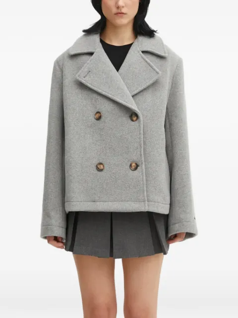 Lacoste معطف صوف قصير بصفي أزرار