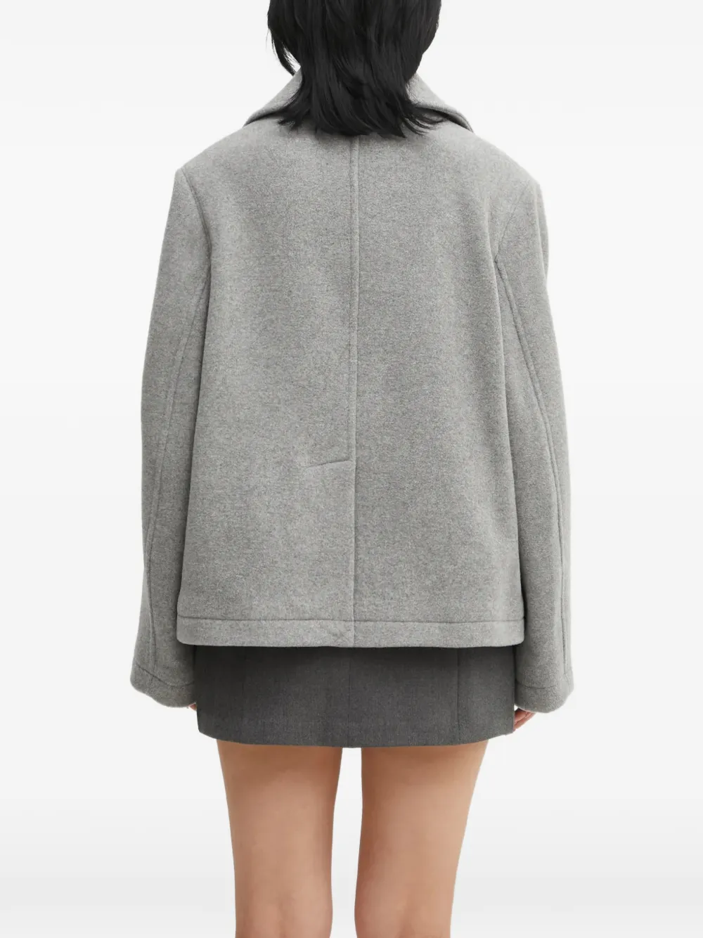 Lacoste Wool Double-breasted Short Coat - Grey 