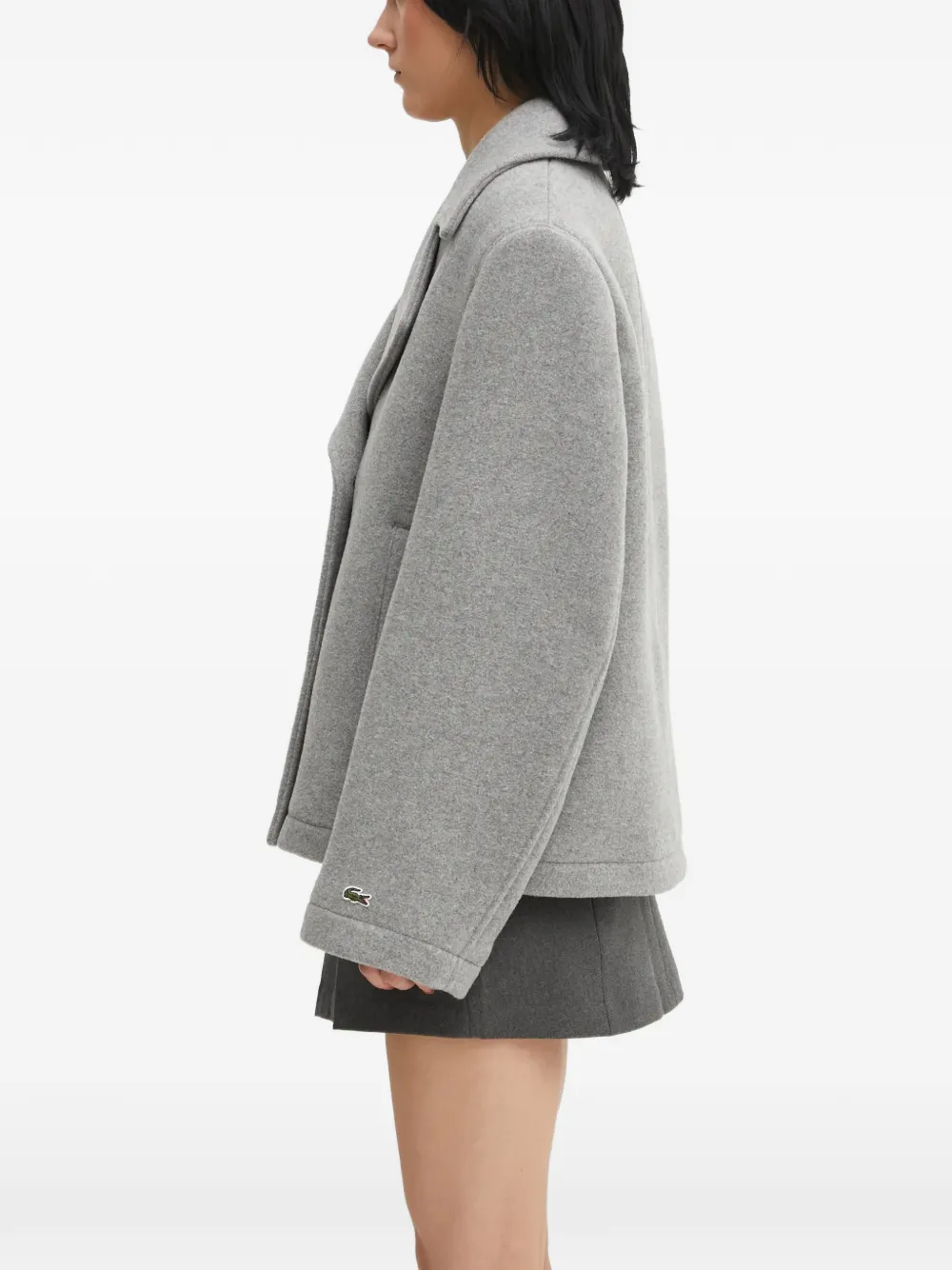 Lacoste Wool Double-breasted Short Coat - Grey 