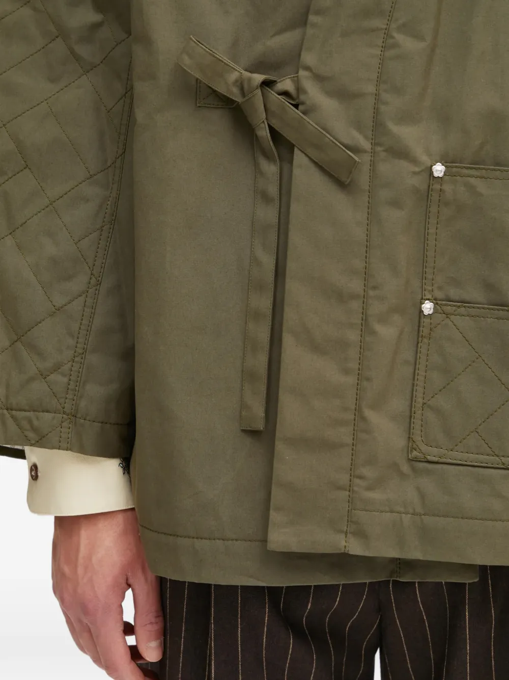 Kenzo Weave gewatteerd jack met strikdetail Groen