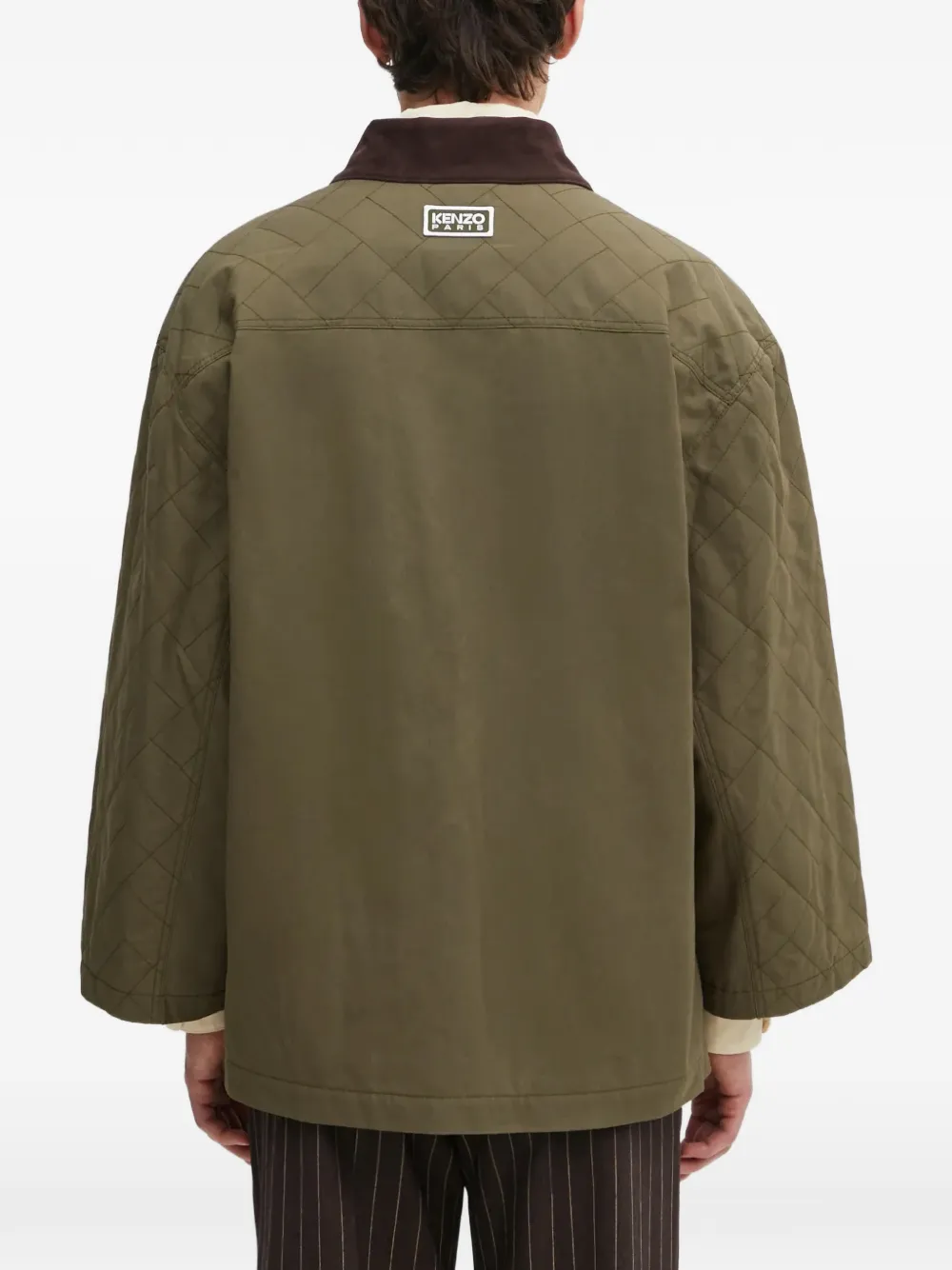  Kenzo Veste Matelassée Weave à Détail Noué - Vert 