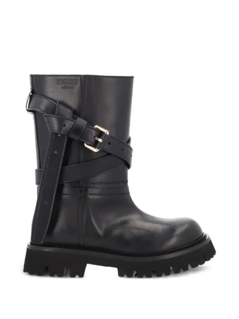 Moschino buckle-strap leather boots