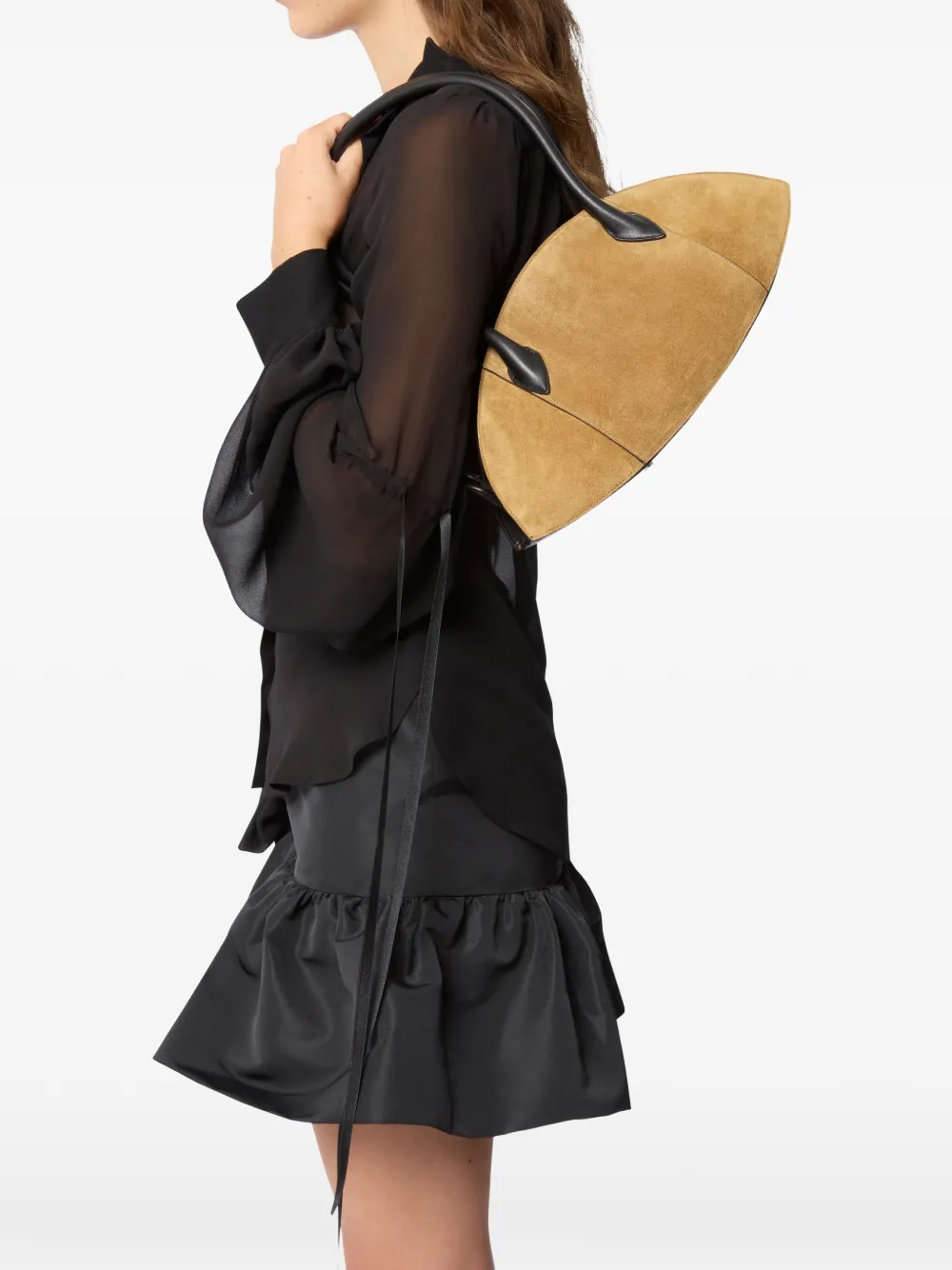 Nina Ricci Le Bal su&egrave;de schoudertas met rits - Beige