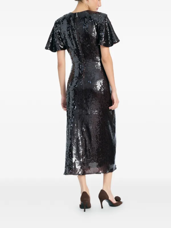 rotate sequin midi dress ROTATE BIRGER CHRISTENSEN Gathered Sequined Crepe Midi Dress