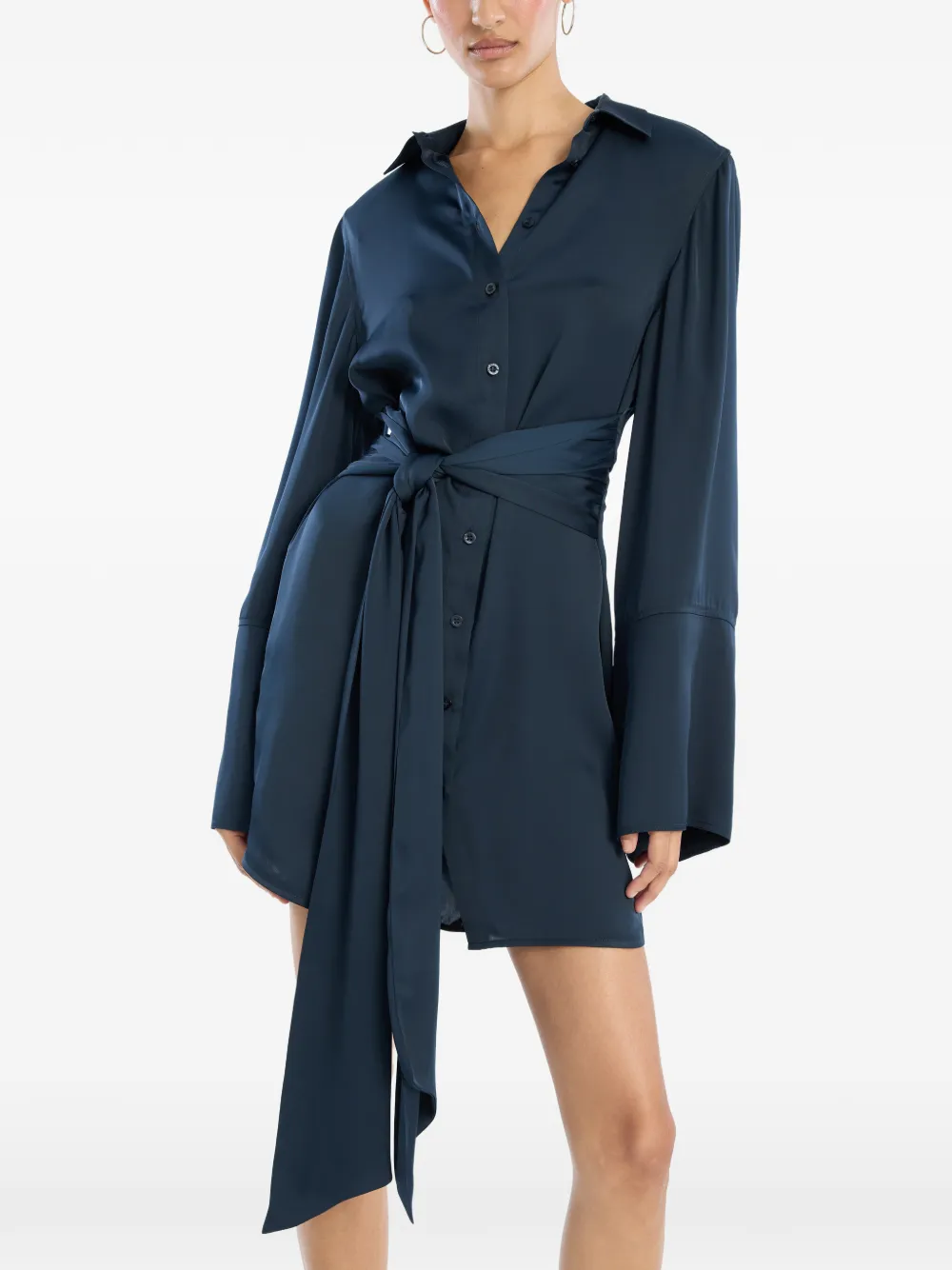 ROTATE BIRGER CHRISTENSEN Mini-blousejurk met satijnen strik Blauw