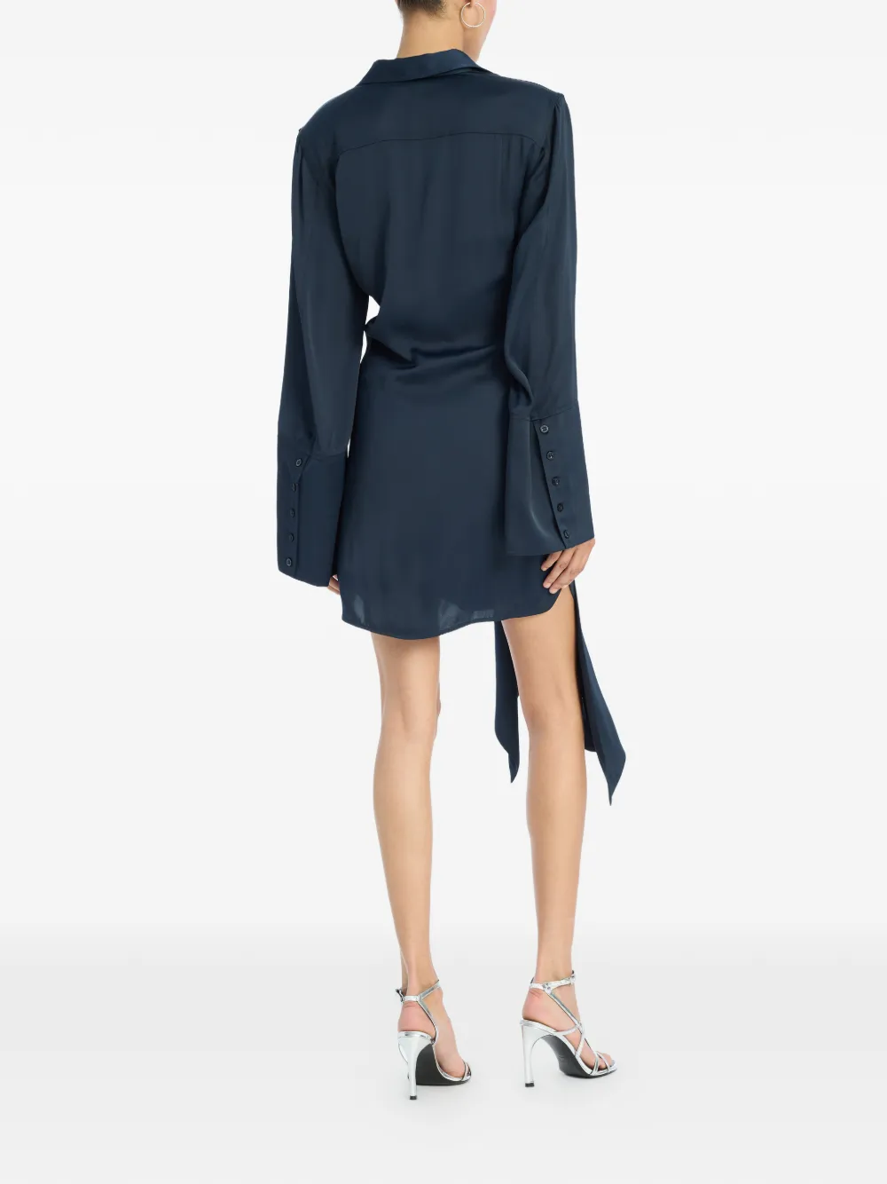ROTATE BIRGER CHRISTENSEN Mini-blousejurk met satijnen strik Blauw