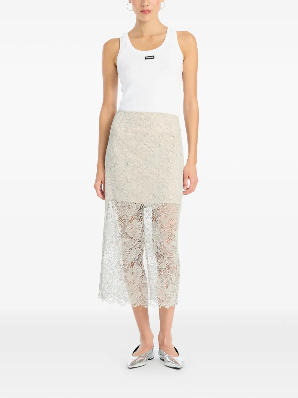 ROTATE BIRGER CHRISTENSEN lace midi skirt - Toni neutri