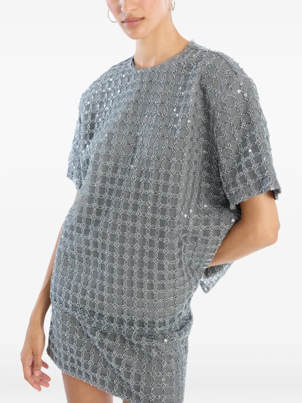 ROTATE BIRGER CHRISTENSEN T-shirt met kralen Grijs