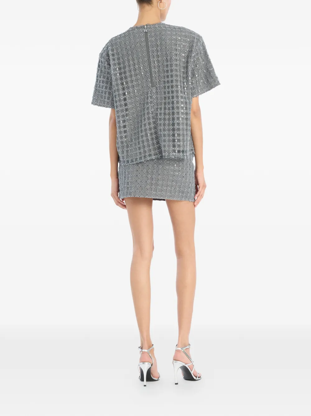 ROTATE BIRGER CHRISTENSEN T-shirt met kralen Grijs