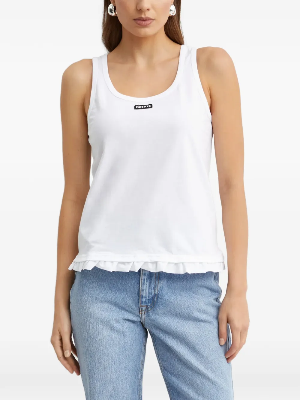 ROTATE BIRGER CHRISTENSEN Tanktop met ruches afwerking Wit