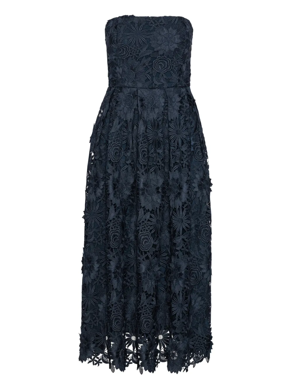 ROTATE BIRGER CHRISTENSEN 3D lace flared midi dress | Blue | Image 1