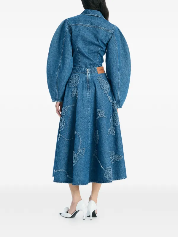 ROTATE BIRGER CHRISTENSEN puff-sleeves Fitted Denim Shirt | Blue