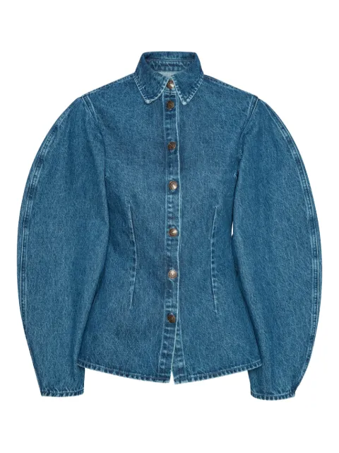 ROTATE BIRGER CHRISTENSEN puff-sleeves fitted denim shirt